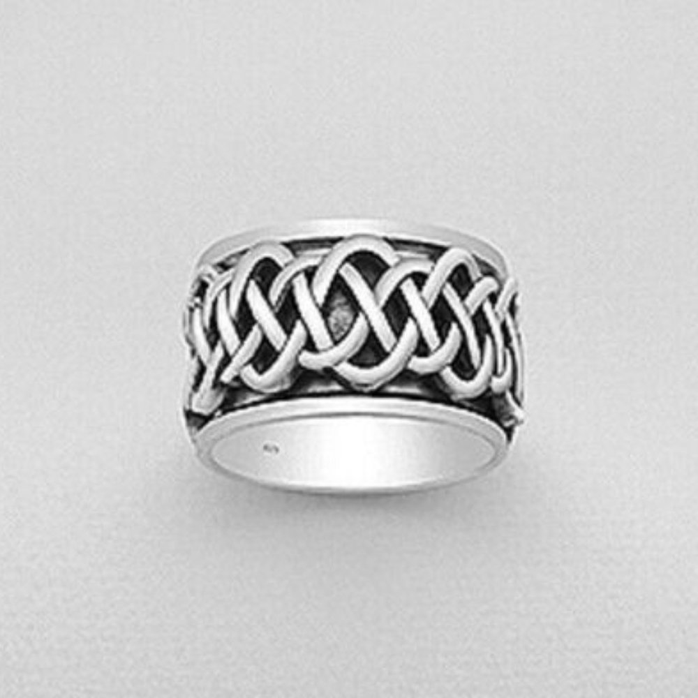 925 Sterling Silver Celtic Ring Wide Band Wedding NEW Sizes 8-12